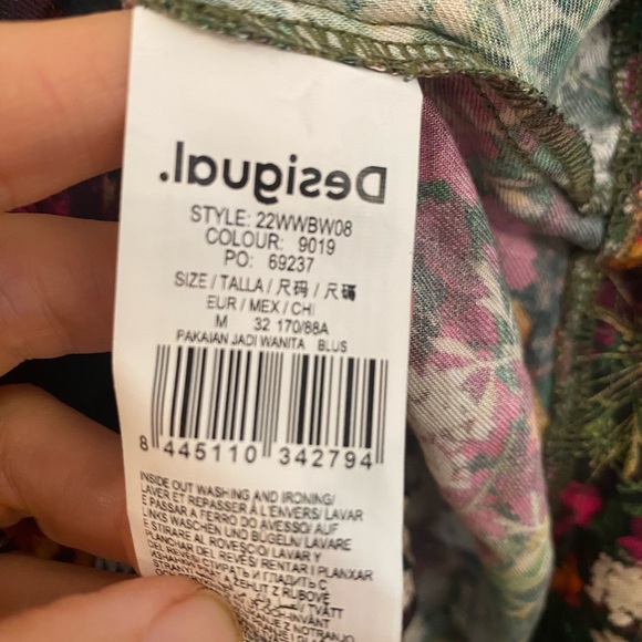 Desigual Womens Floral Cropped Longsleeve Blouse - Picture 10 of 10